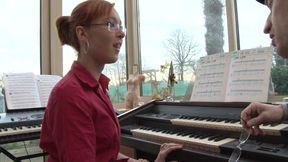 Amazing petite redhead student slut gets deep sodomized