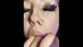 Sloppy mouth. Spit fetish