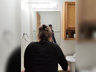 Sneaky Sex with Lewd Wife in the Baths After Party