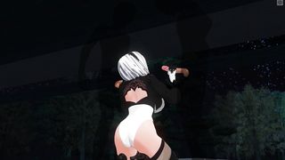 3D ANIME 2B Jerks off her Friends