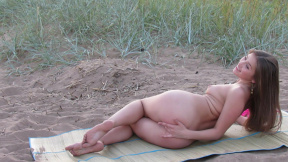 Cute brunette Foxy Salt caresses her body on the street