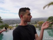 White boi worships two meaty black cocks by the pool then goes inside to get his butt destroyed