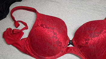 Me vine sobre el bra rojo usado de encaje de mi mejor amiga, le deje toda mi leche