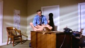 Hot and sensual blonde babe fucked on the table in the office