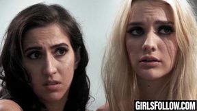 Four lesbian hotties dive deep into each others cunts
