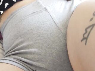 Nicole N Fantasy wearing panties stroking her jock and cumming for the camera