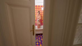 anal dildo solo masturbation in bathroom