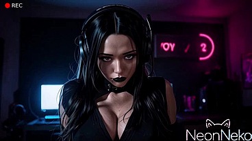 A very horny alt-streamer fucks her boyfriend during a live stream [Ai]