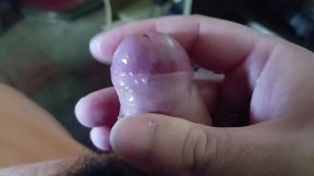 Approach to my cock with ejaculation, pulling milk