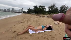 Babe Can I Cum On Your Tits? - Public Cock Flashing On The Beach