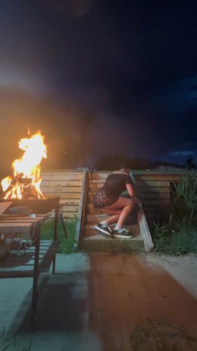 Stairway Tease by the Fire - Sheer Top, Thong &amp; Slow Dance
