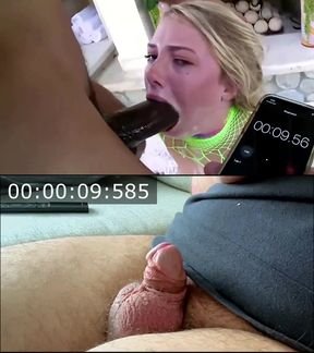 Couple gets hands-free deep throat and BBC in split-screen edit