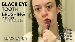 Black Eye Tooth Brushing in Braids