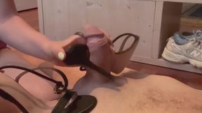 Black leather high heels shoejob
