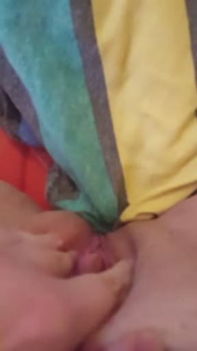 Saras Adventures - Pussy playing with full bladder makes her pee in the bed