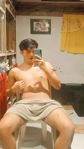 Asia Gay Teen Wanking,. Moan and Tast His Own Cum