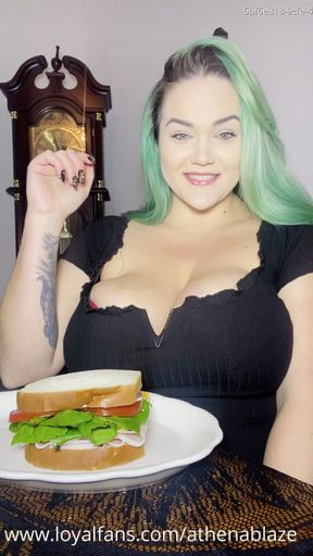 Topless Sandwich Eating