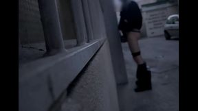 Amateur boys pissing in the street, one tries a quick blowjob