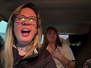 We called a homeless woman from beneath the overpass! To have some sexy sex with us in the car! The floozy with the huge titties and pink snatch wanted to cum a lot.