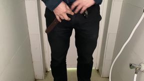 Cruising of a straight office boy in a dirty bathroom with a close up cumshot explosion shots