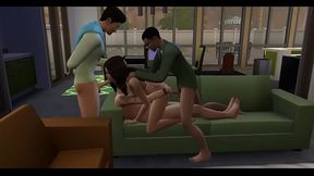 Zoe Patel, Mitchell Kalani, J Huntington III and Gavin Richards enjoy in their home