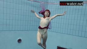 ”Smoking sexy Russian ginger Ala in the pool”