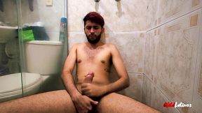 latino fucking a condom made fake pussy, two cum loads, squirting pee all over myself, cum t..