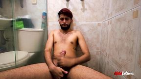 latino fucking a condom made fake pussy, two cum loads, squirting pee all over myself, cum t..