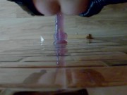 Amateur cd play with anal dildo in latex dress and high heels boots