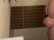 Solo fat male with small pp taking shower
