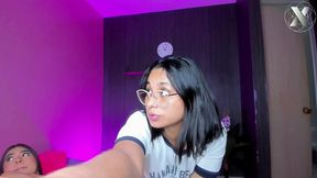 Hot Latina amateur lesbian gets her pussy fucked with a dildo