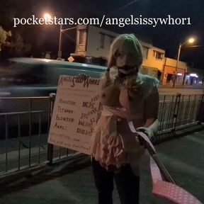 Gagged sissy maid hooker on the streets