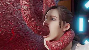 Into Space 1 - Resident Evil Claire double penetrated by tentacles