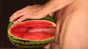 Muscular Stud Fucks and Cums on Watermelon