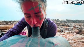 Public Blowjob Cumshot to the Face in Broad Daylight