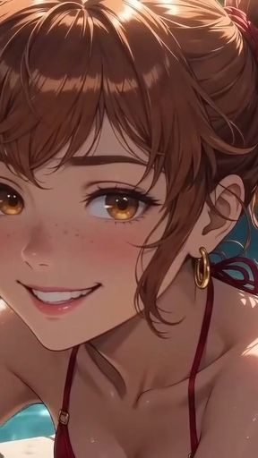 AI Girl Sensually on the Pool - Studio Ghibli Style   Clip 1
