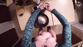 Raw, amateur MILF strips naked, flaunts furry cat, serves up sapphic smorgasbord