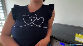 Busty Neighbor Climbs on My Balcony and Keeps My Stepmom From Looking at Us