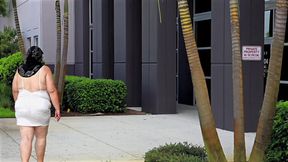 Big ass busty milf with natural boobs in mini dress no panties flashing pussy in office close up BBW