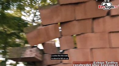 German Big Tits Blonde Teen Slut Gushes Choked on Public Stranger Date