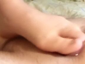 The Best Footjob in reverse Astrid Blum, Cum on my soles