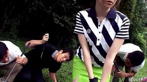 Japanese Teen Ni Kita Musume seduce Outdoor Bukkake by Stranger Guys