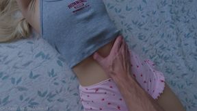 My stepbrother's caresses first make me freeze with pleasure, then drive me wild, and I tremble and experience intense orgasms