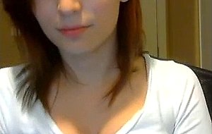 Brunette teen tgirl tries to wank on cam