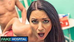 Sexy Polish milf Ania Kinski flaunts her new silicone implants in a fake hospital doc visit