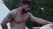 NAKEDSWORD Obedient Bottom Derek Kage Gets Spit Roasted By Two Hunks