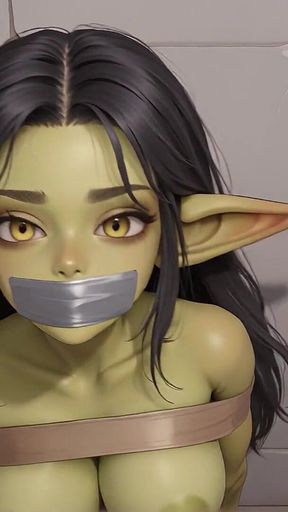 Female Gobling Taped and Tied Bondage