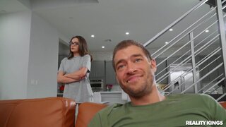 Hot pornstar with glasses likes cum in pussy after sex