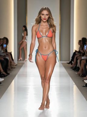 Fashion show model strutting runway