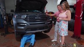 Slutty wife Kat Marie cheats her husband with BBC car mechanic